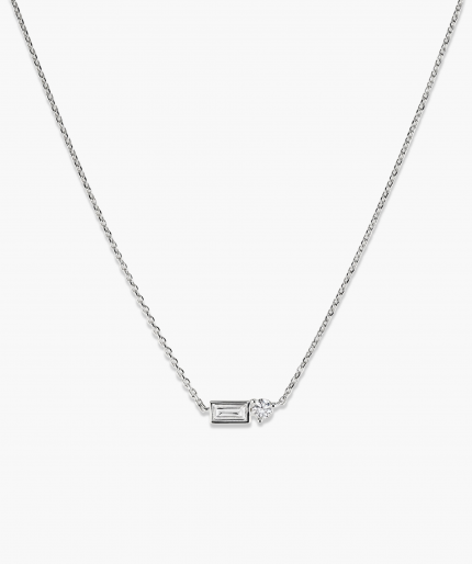 Lab Grown Sapphire Baguette Round Necklace