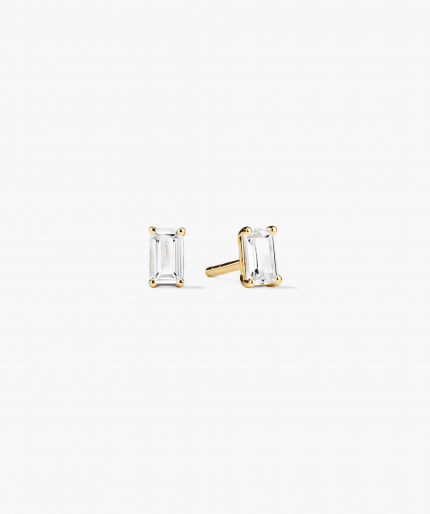 Lab Grown Sapphire Emerald Cut Studs