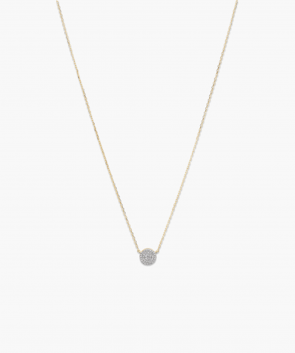 Large Pavé Diamond Round Necklace